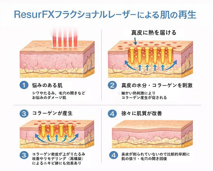 ResurFXフラクショナルレーザーによる肌の再生